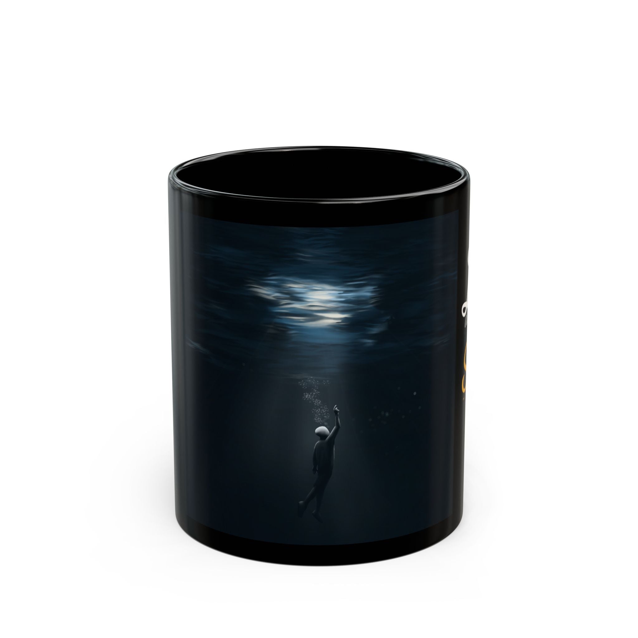 Luz de Sueños Black Ceramic Mug — Dreamy Underwater Design (11oz & 15oz)