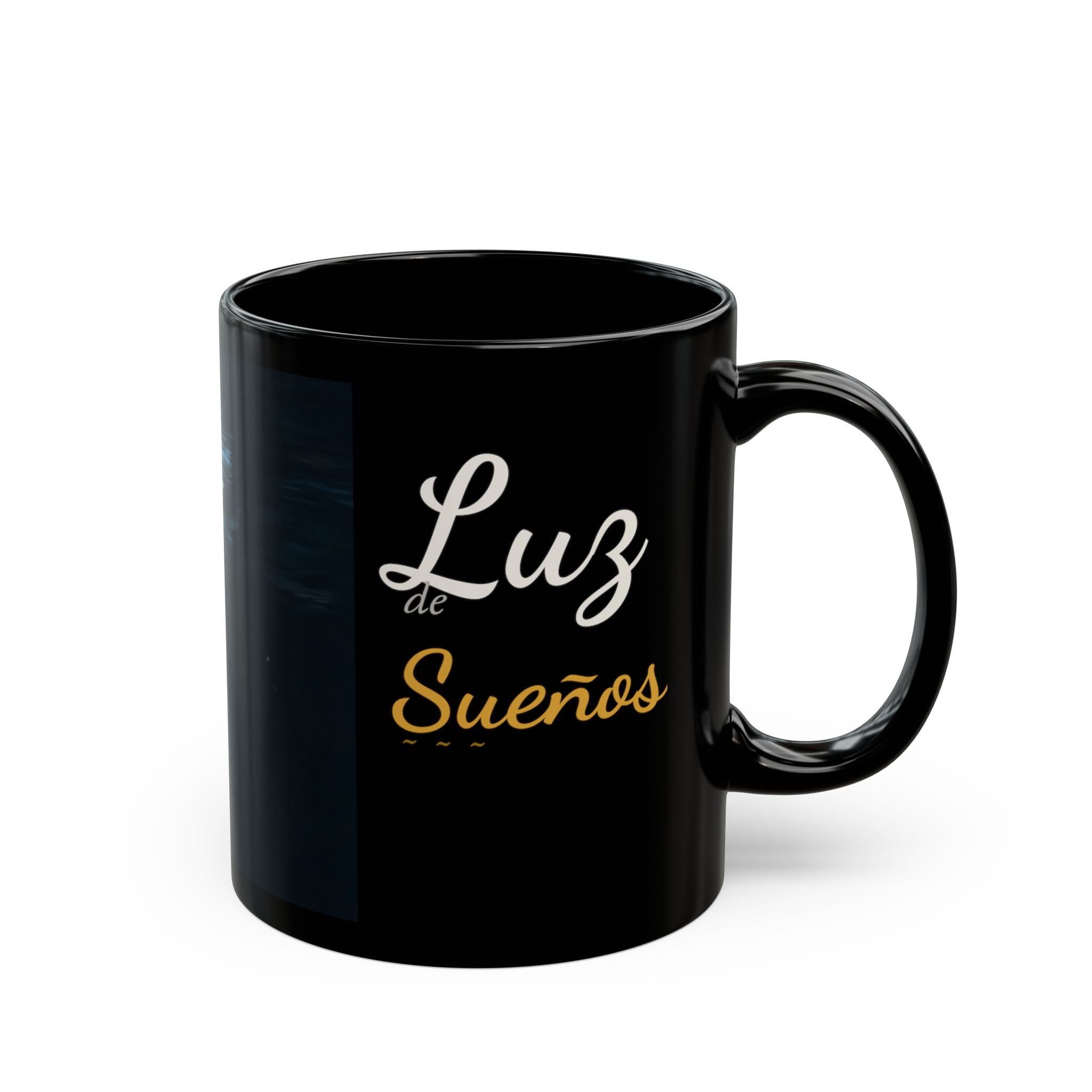 Luz de Sueños Black Ceramic Mug — Dreamy Underwater Design (11oz & 15oz)